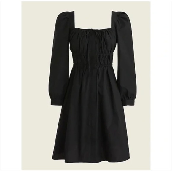 J. Crew Dresses & Skirts - J. Crew Women Milkmaid Whimsigoth Dress 14 Black Poplin Cinched Waist‎ Mini